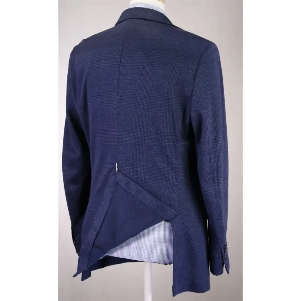 Massimo Dutti Royal Blue Plaid Knit Unstructured Wool Silk Sportcoat Blazer 38R